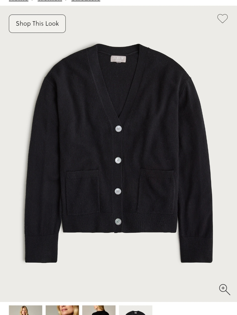 J Crew Cashmere patch-pocket cardigan CB881 Size S NWT Black - Picture 3 of 7